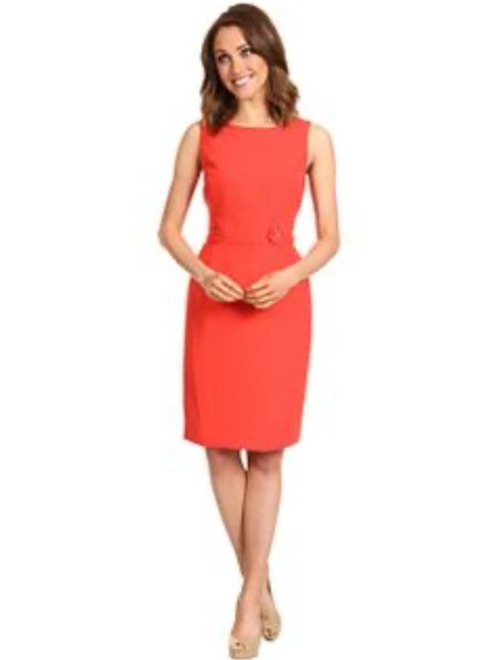 Sleeveless Coral Sheath Dress